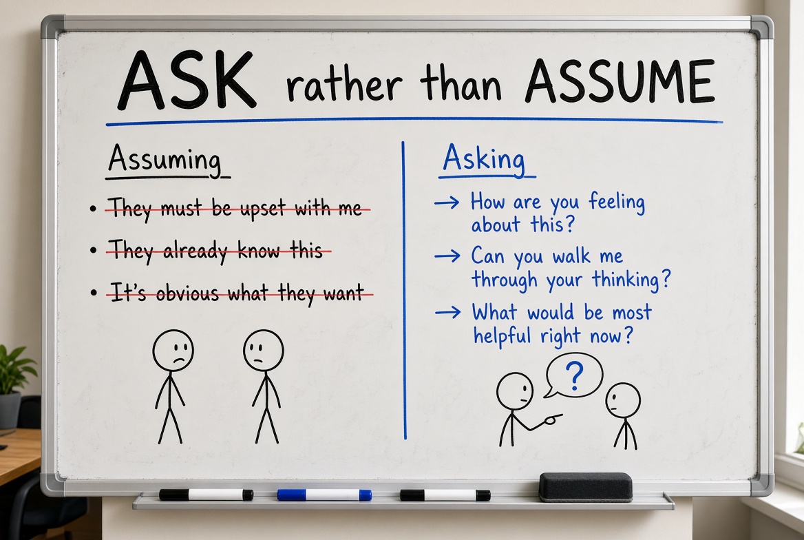 Review by asking, not asserting